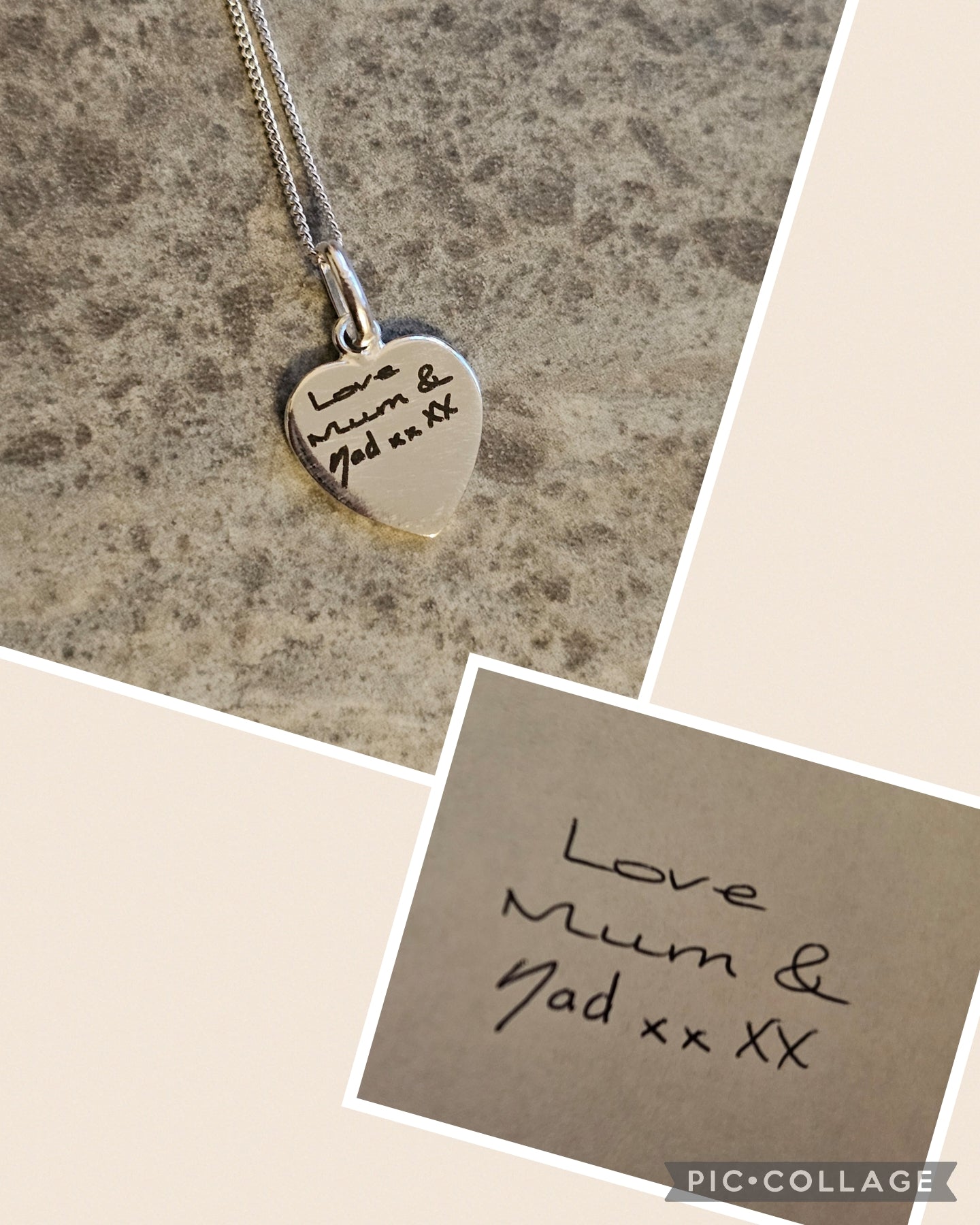 Handwriting Sterling Silver Heart Necklace