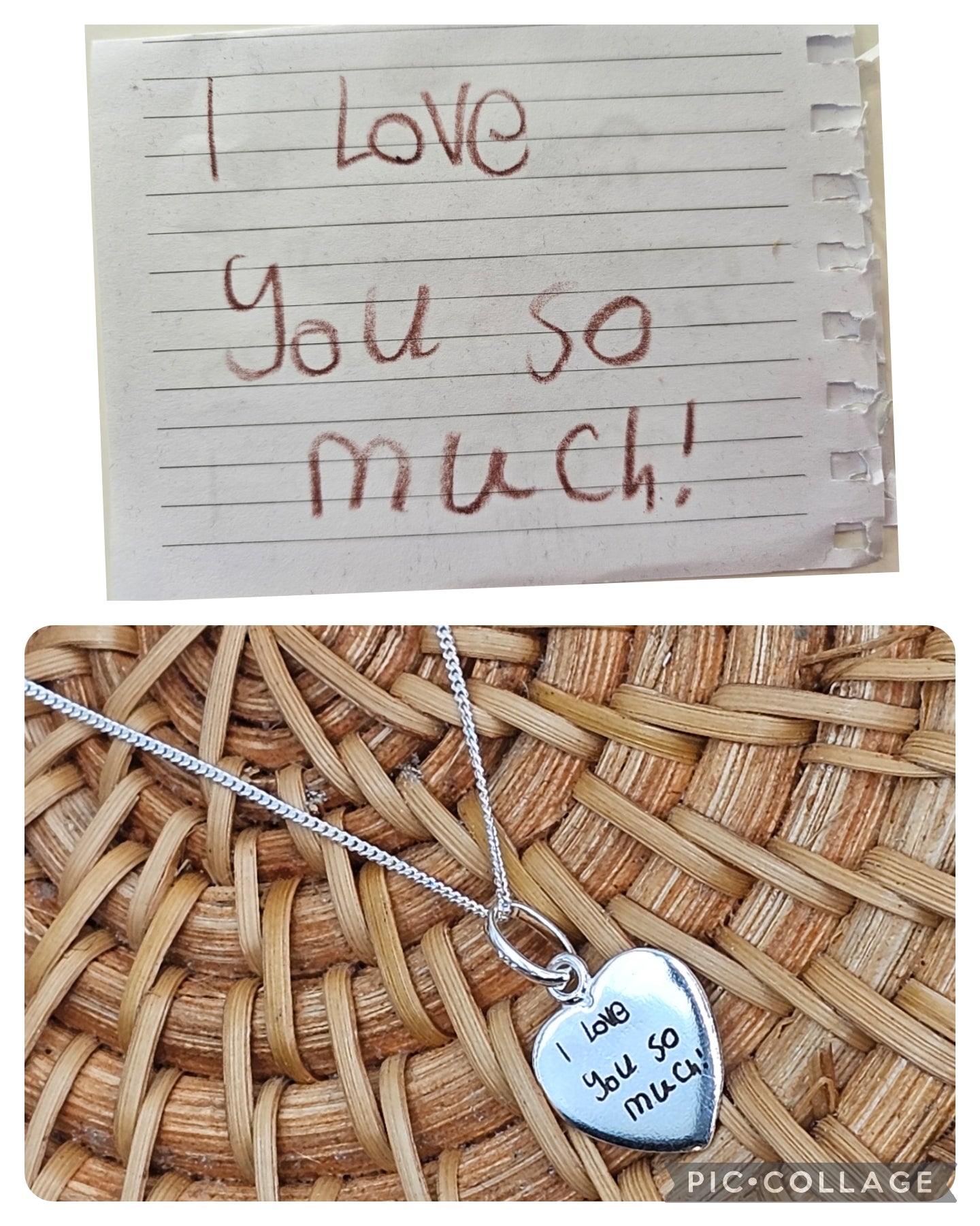 Handwriting Sterling Silver Heart Necklace