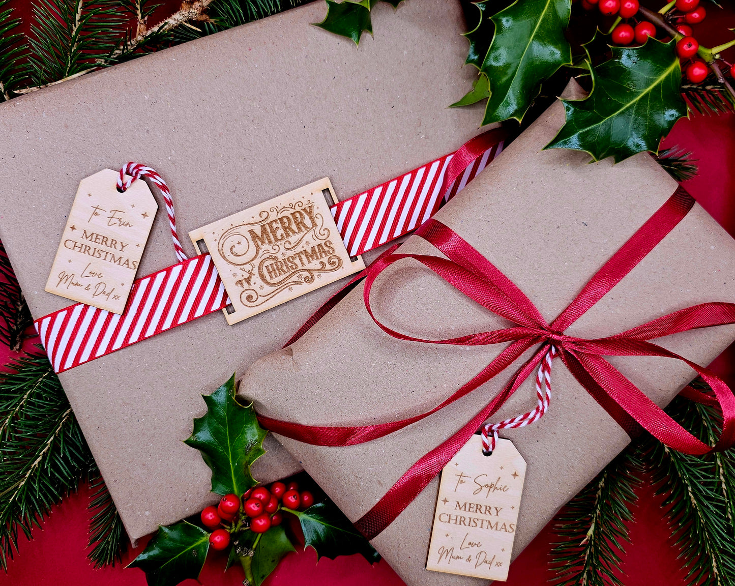 Personalised Wooden Christmas Tags