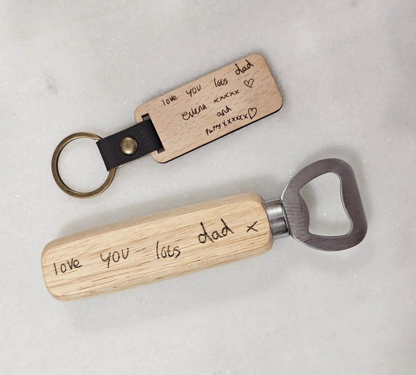 Personalised Handwriting/ Drawing Wooden Keyring