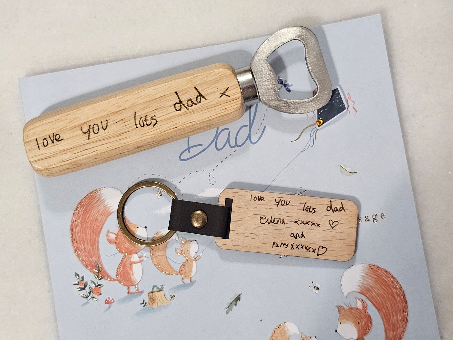Personalised Handwriting/ Drawing Wooden Keyring