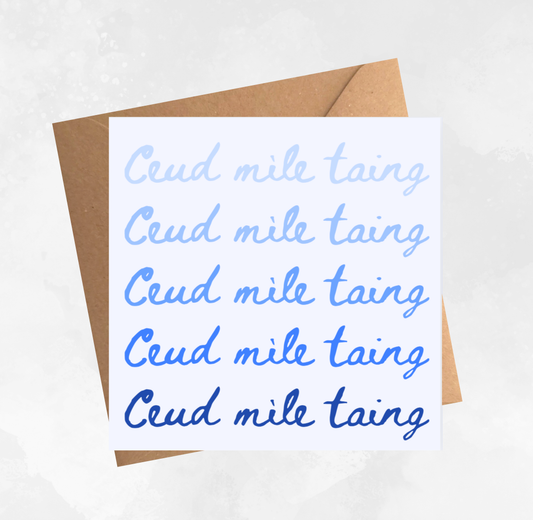 Gaelic Thank You Card - Ceud mìle taing - Blue