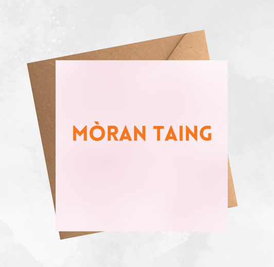 Gaelic Thank You Card - Mòran taing - Pink