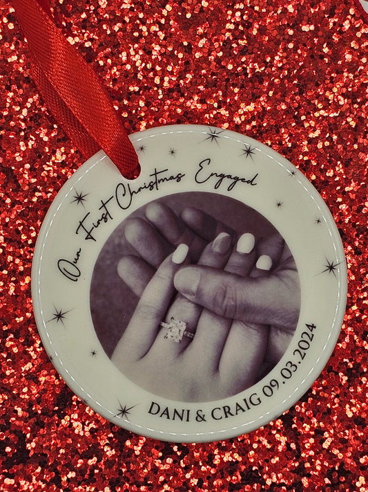 1st Christmas Engaged Ceramic Ornament