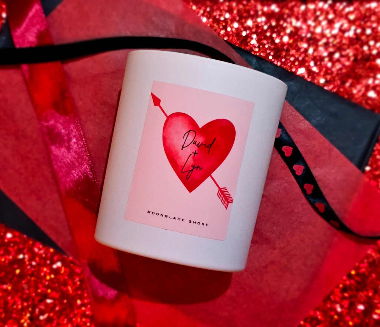 Personalised Valentines Name Large Candle in Matt White Glass Vessel