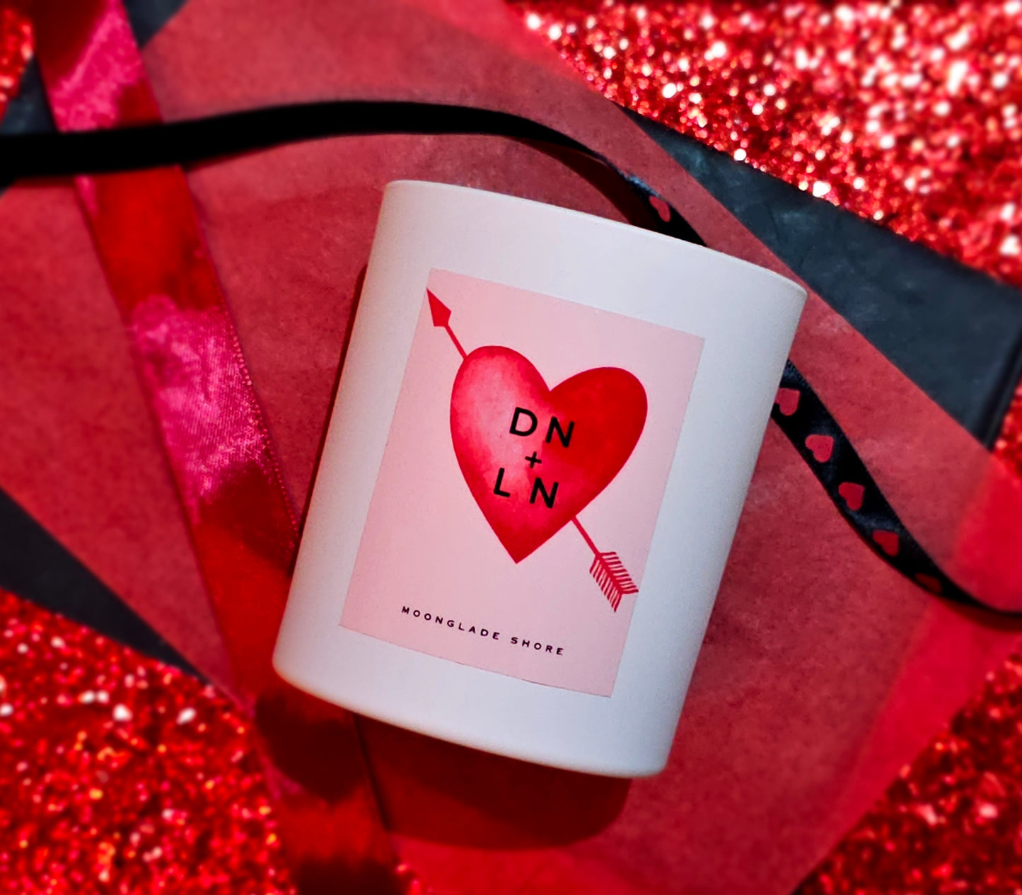 Personalised Valentines Initial Large Candle in Matt White Glass Vessel