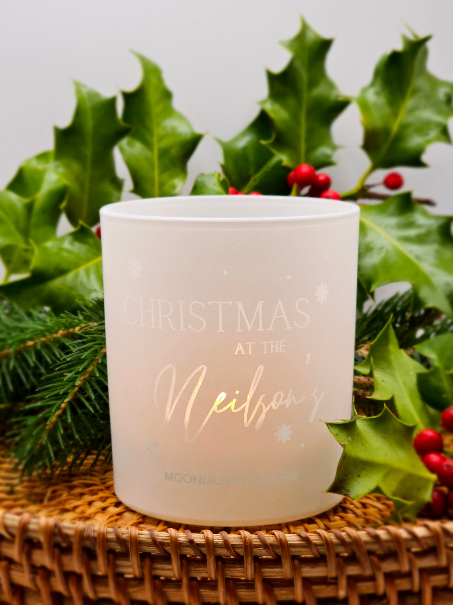Engraved Large Candle in a Matt White Vessel