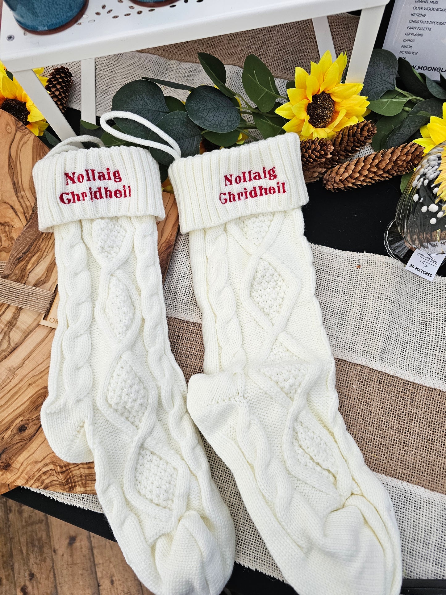 Personalised Rustic Cable Knit Christmas Stocking