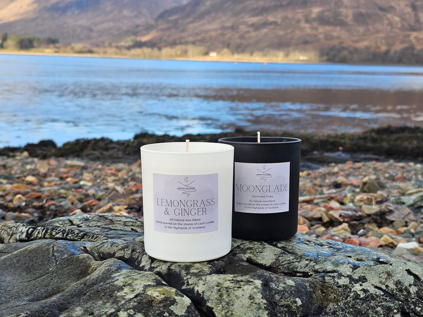 Medium Candle in a Matt White or Black Glass Vessel