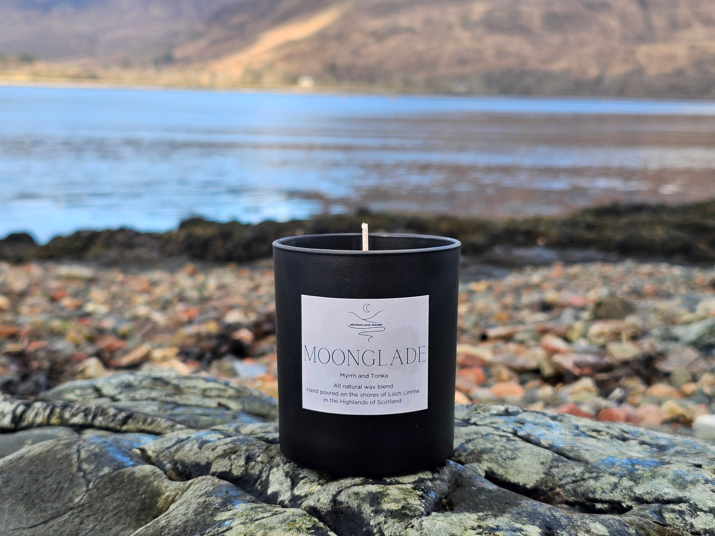 Large Candle in a Matt White or Black Glass Vessel