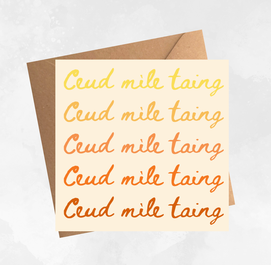 Gaelic Thank You Card - Ceud mìle taing - Yellow