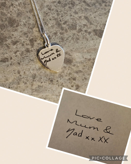 Handwriting Sterling Silver Heart Necklace