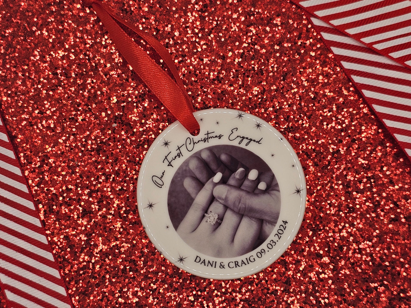 1st Christmas Engaged Ceramic Ornament