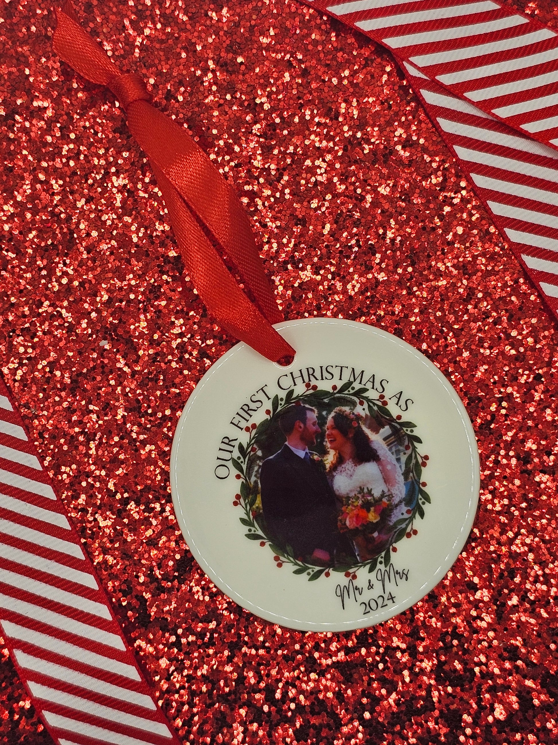 First Christmas as Mr and Mrs Ceramic Ornament