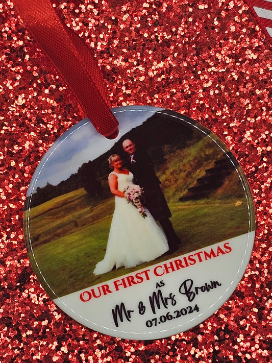 First Christmas as Mr and Mrs Ceramic Ornament