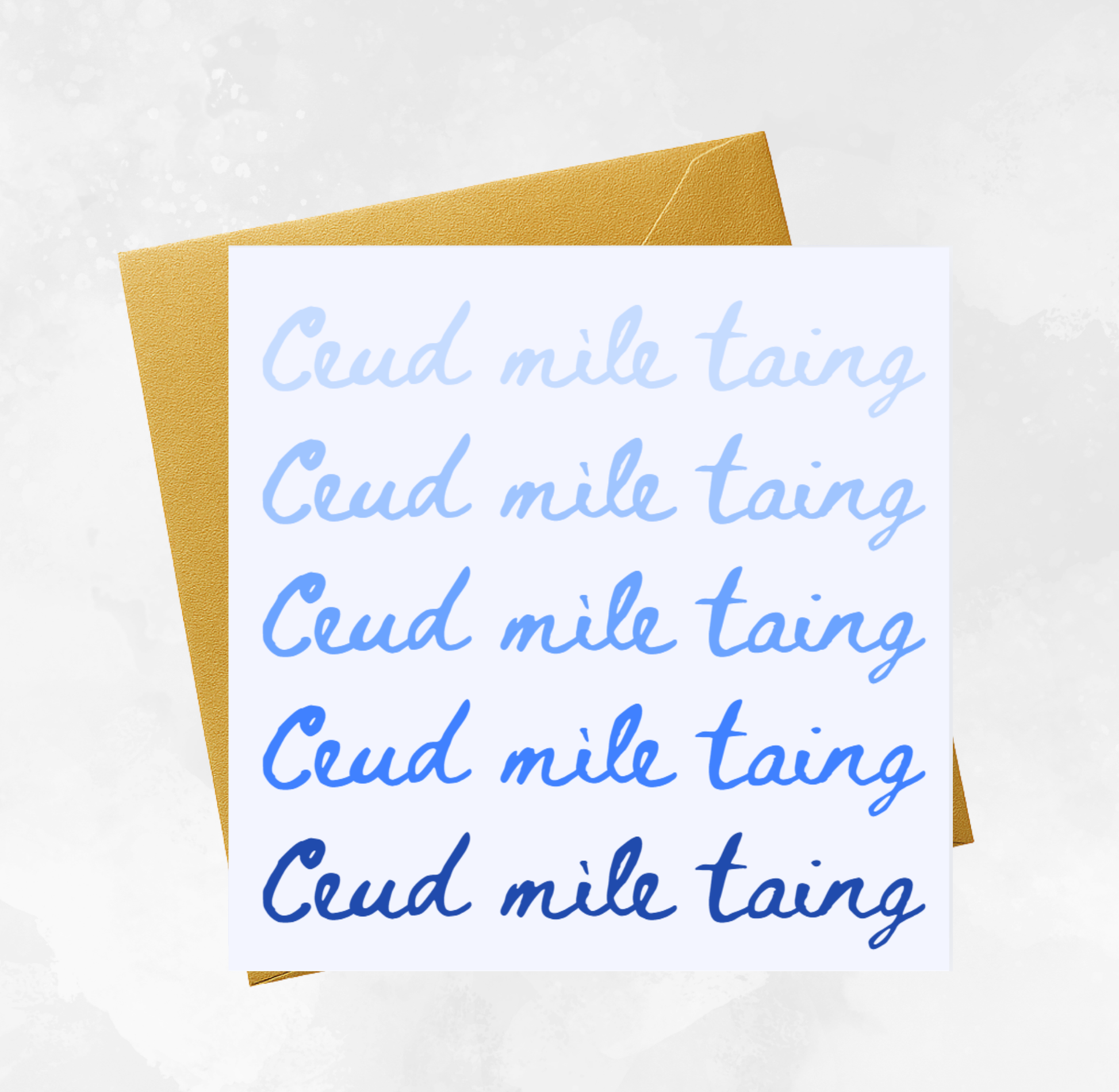 Gaelic Thank You Card - Ceud mìle taing - Blue