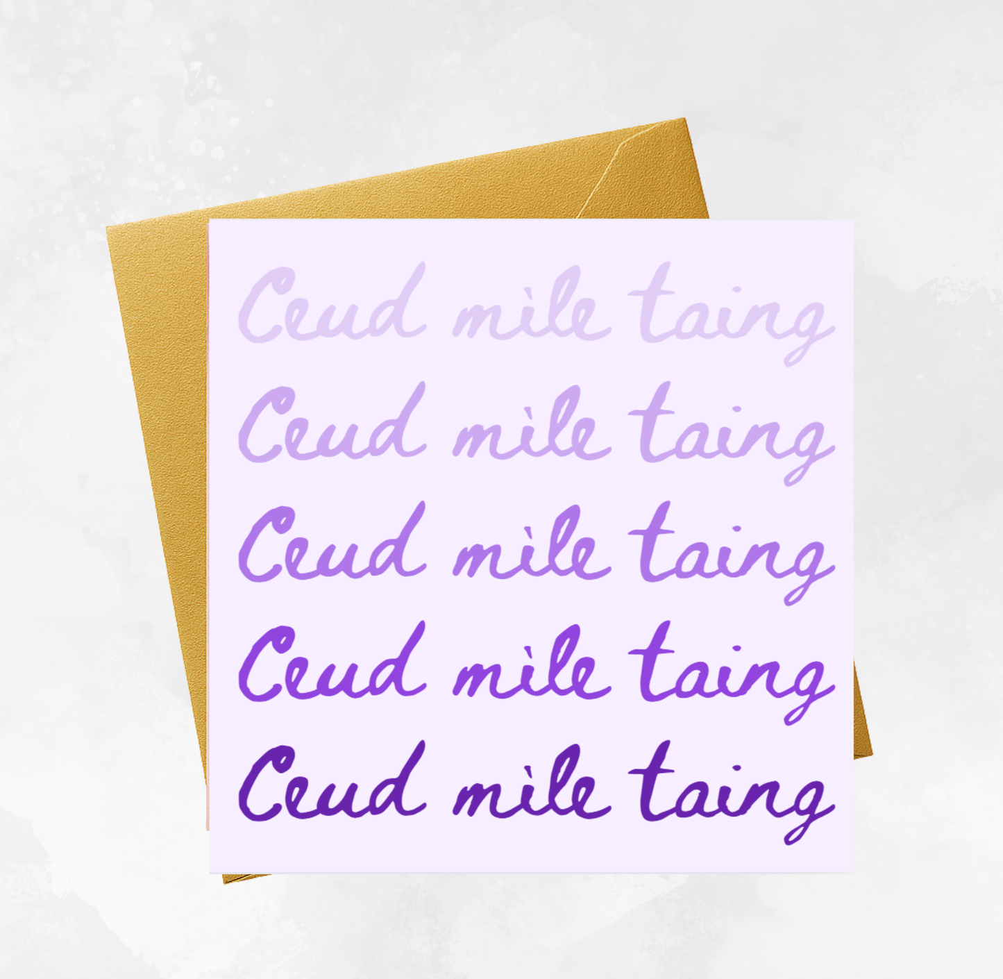 Gaelic Thank You Card - Ceud mìle taing - Purple