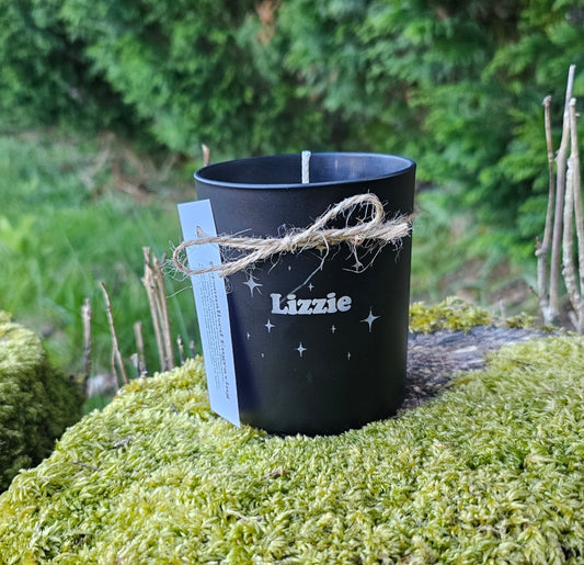 Large Personalised Engraved Candle in Matt Black Glass Vessel
