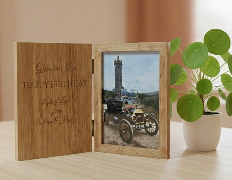 Personalised 5" x 7" Solid Oak Book Photo Frame