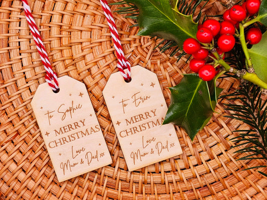 Personalised Wooden Christmas Tags