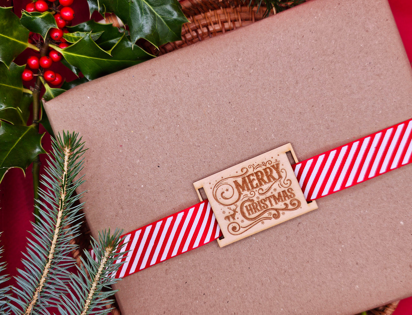Rectangular Christmas Gift Tag For Ribbon