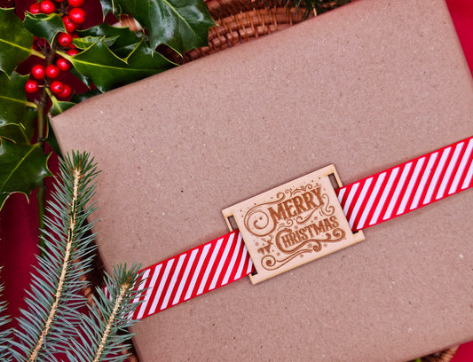 Rectangular Christmas Gift Tag For Ribbon