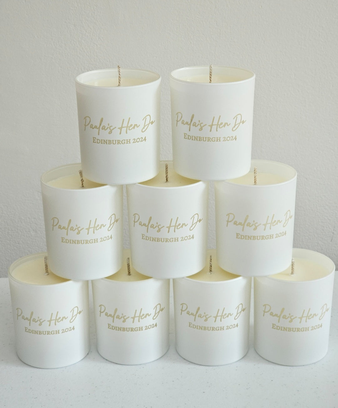 Large Personalised Engraved Candle in Matt White Glass Vessel