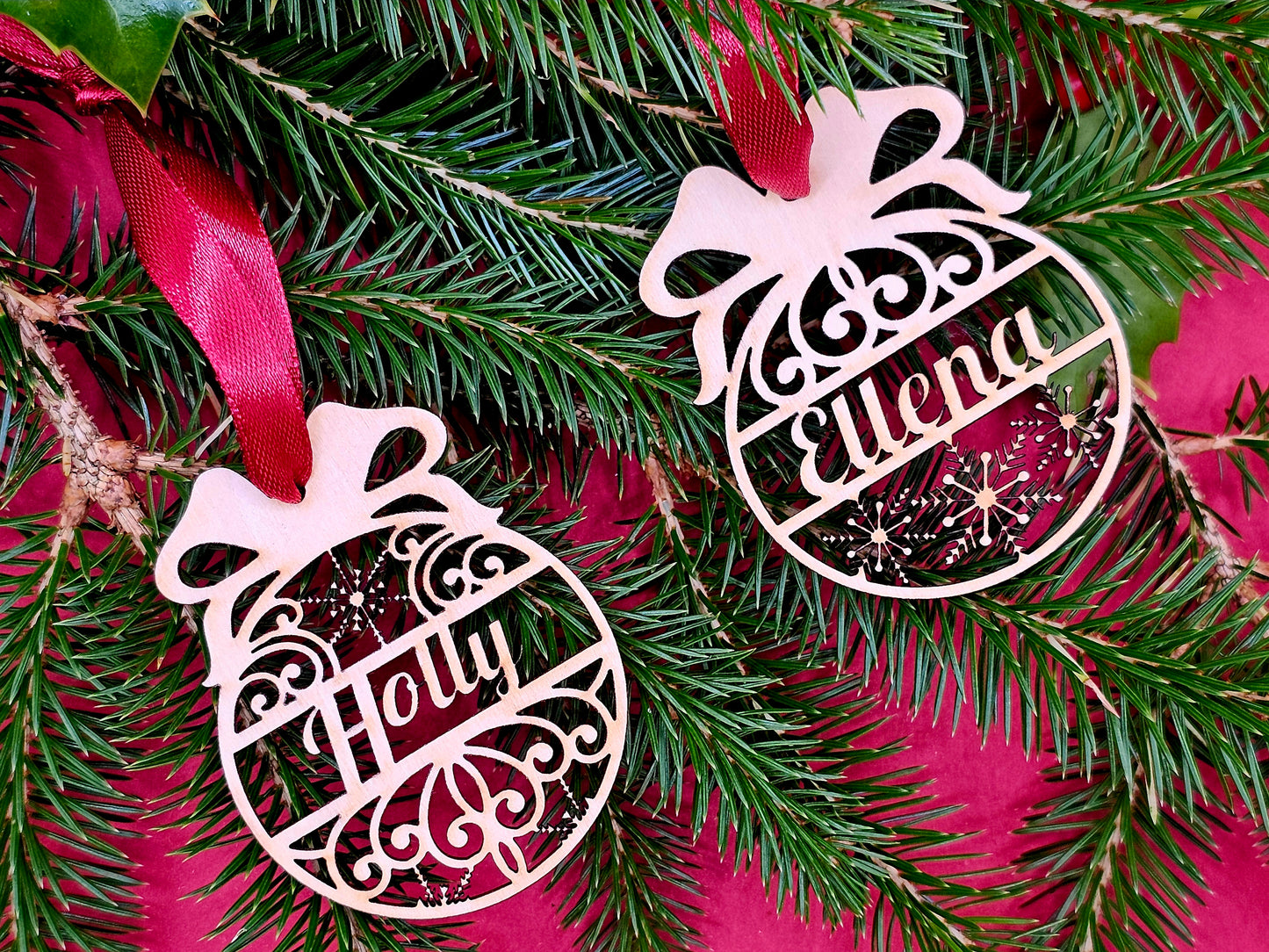 Wooden Christmas Name Bauble