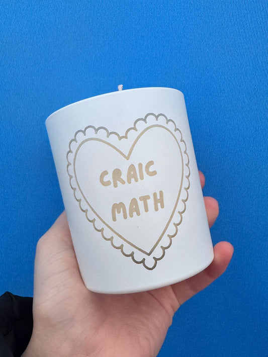 Gaelic Engraved Large Candle in a Matt White Vessel