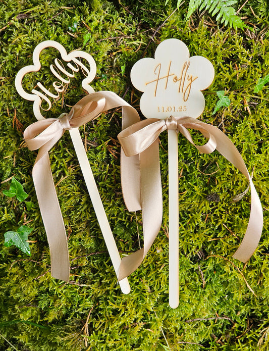 Wooden Wand with Ribbon Bow