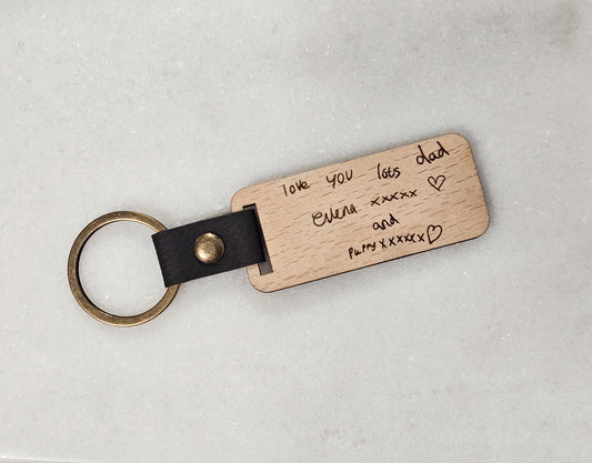 Personalised Handwriting/ Drawing Wooden Keyring