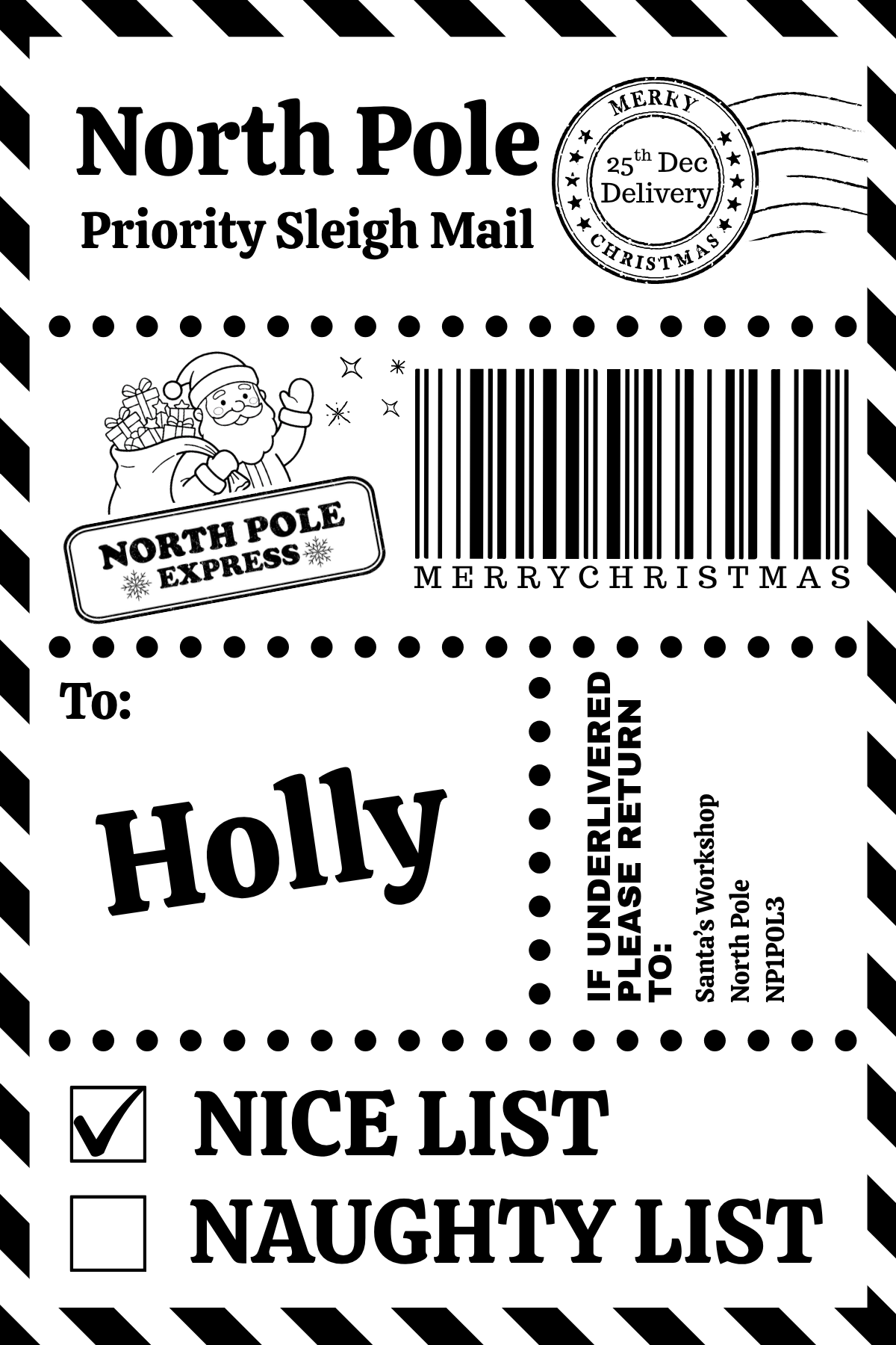 Personalised Christmas Postage Gift Labels - Pack of 10