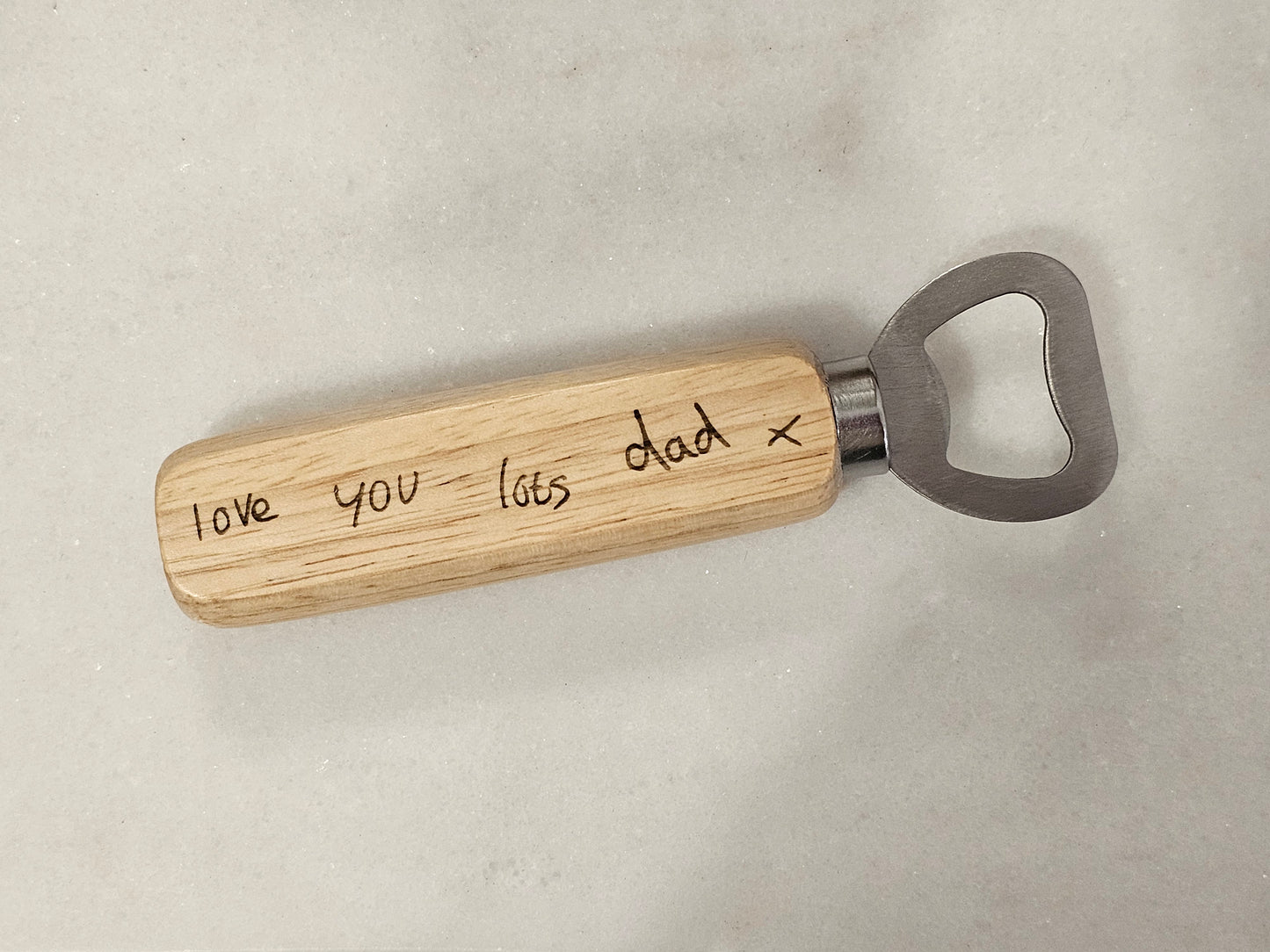 Personalised Rustic Wooden Handle Bottle Opener