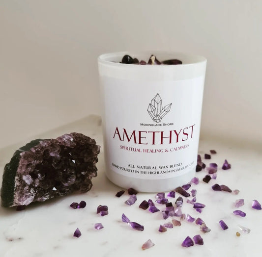 Medium Amethyst Crystal Topped Candle